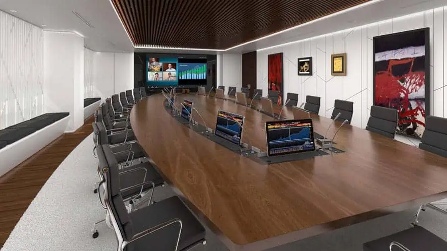 Sala equipada para videoconferencia